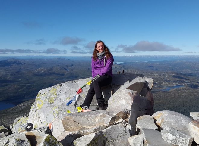 Når hun ikke jobber med å utvikle arkitektur, er Sigrun glad i å reise. Hun har vært i 28 land! Foto: privat